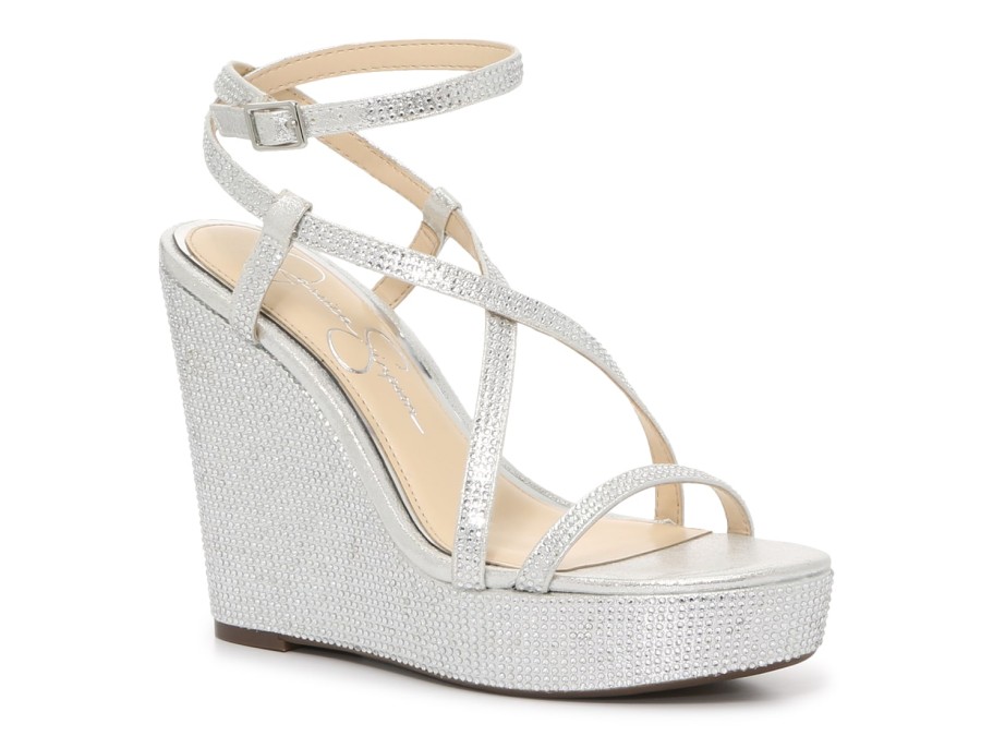 Clearance Jessica Simpson Tadria Platform Wedge Sandal Silver Metallic