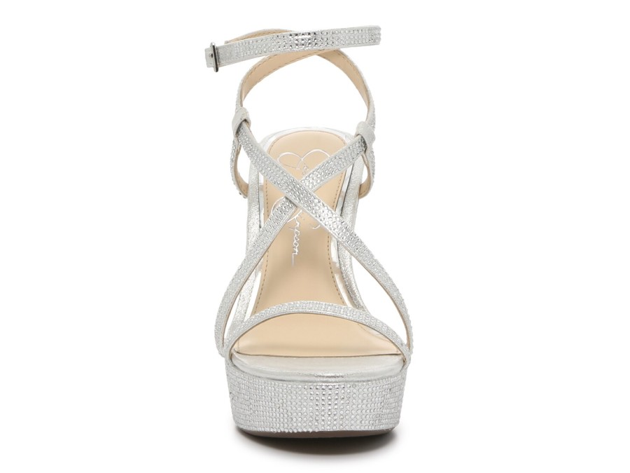 Clearance Jessica Simpson Tadria Platform Wedge Sandal Silver Metallic