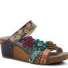 New L'Artiste by Spring Step Delight Wedge Sandal Navy Multicolor