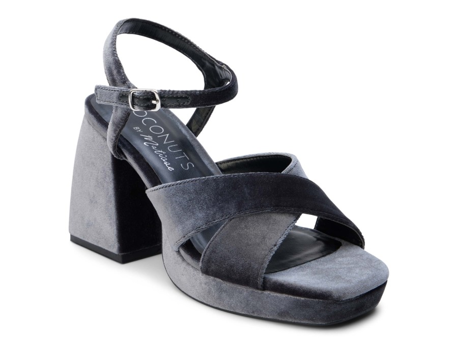 Clearance Coconuts Robin Platform Sandal Grey Velvet