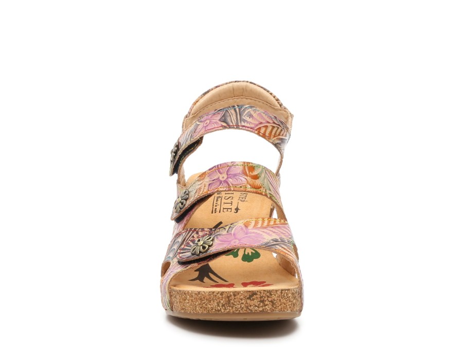 New L'Artiste by Spring Step Bon Voyage Wedge Sandal Light Purple/Tan/Multicolor