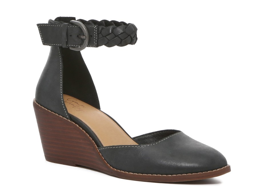 Online Crown Vintage Lorelee Wedge Pump Black Leather