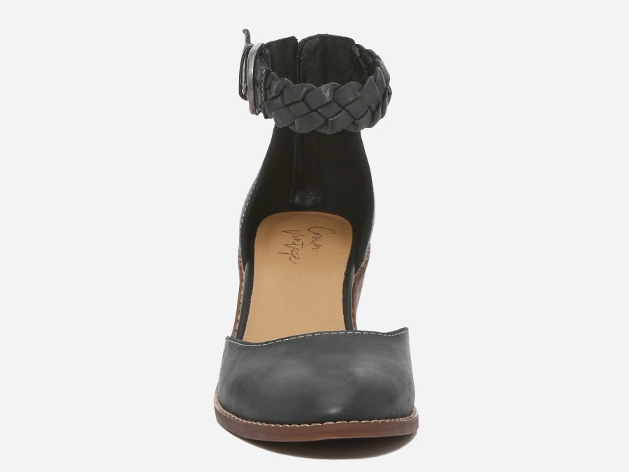 Online Crown Vintage Lorelee Wedge Pump Black Leather