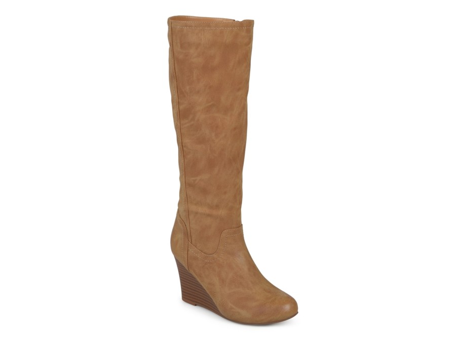 New Journee Collection Langly Wedge Boot Tan