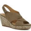 Clearance Hush Puppies Griffon Wedge Sandal Olive Green