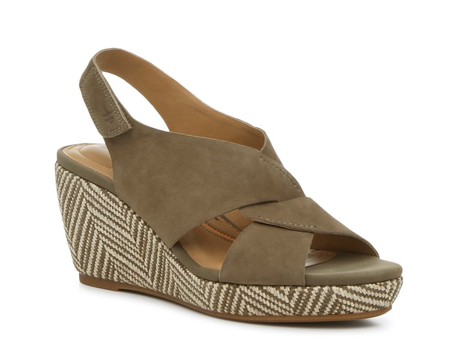 Clearance Hush Puppies Griffon Wedge Sandal Olive Green