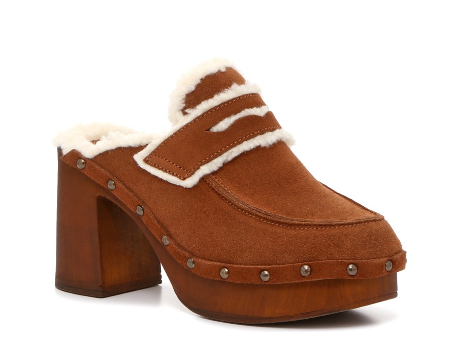 Best Charles David Xtra Fur Platform Clog Caramel Brown