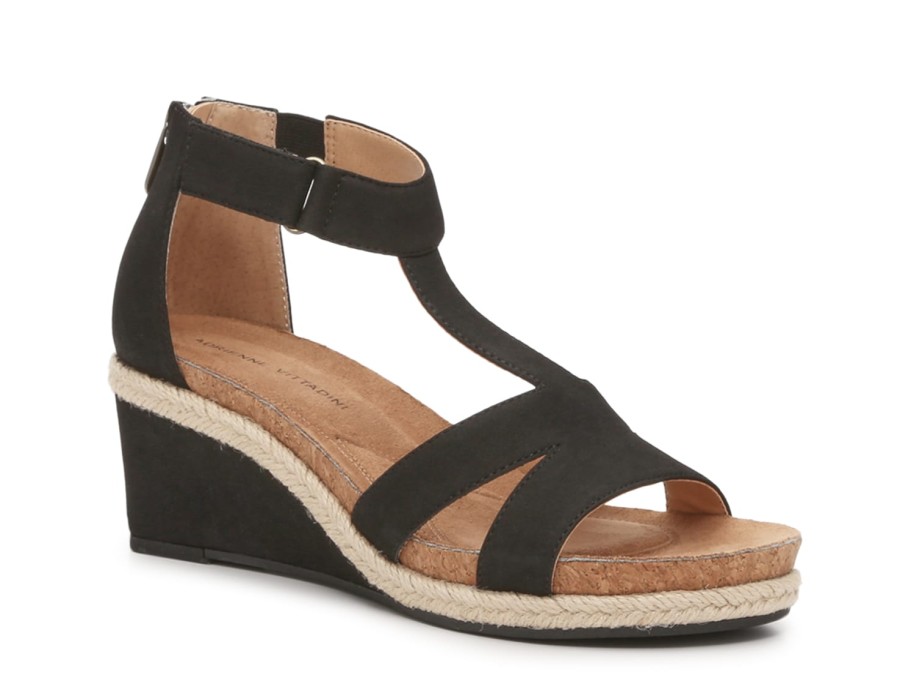 Clearance Adrienne Vittadini Trivia Wedge Sandal Black