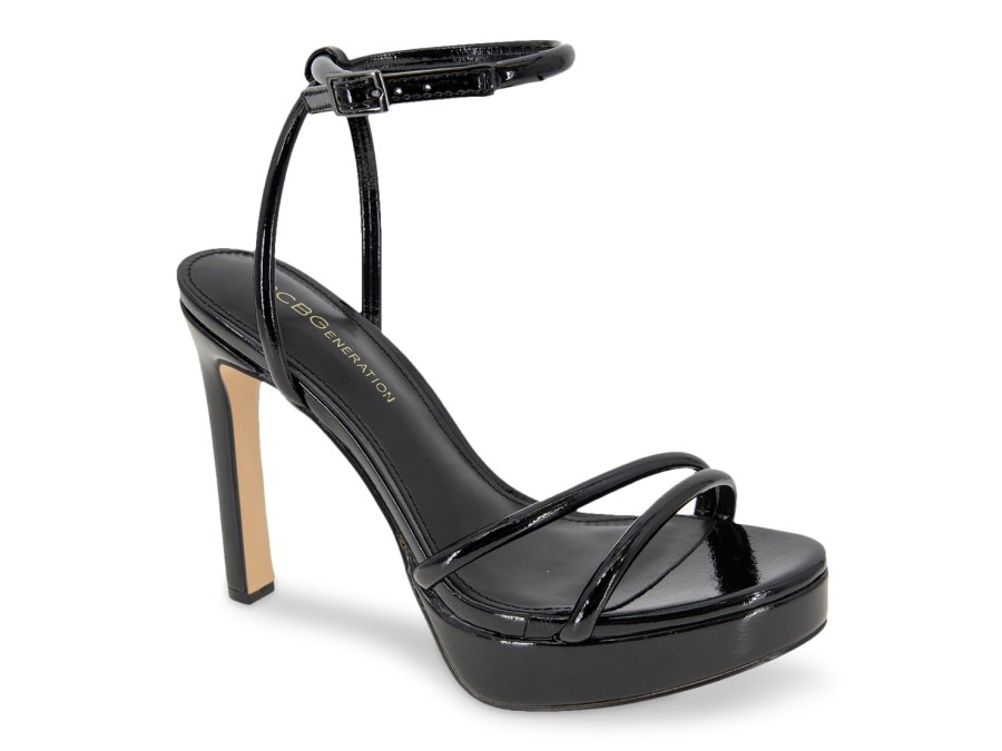 Clearance BCBGeneration Kendi Platform Sandal Black Patent