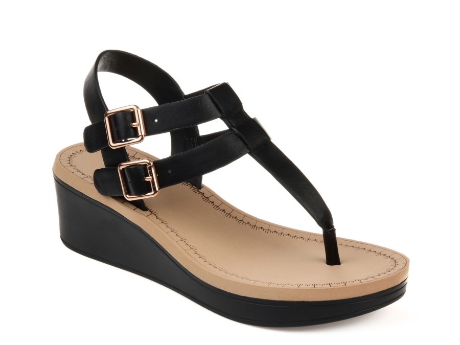 Best Journee Collection Bianca Wedge Sandal Black