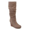 Hot Journee Collection Haze Wide Calf Wedge Boot Taupe