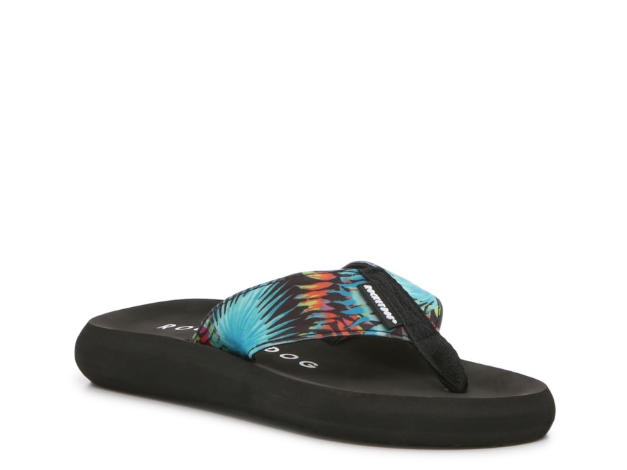 New Rocket Dog Spotlight Flip Flop Black Floral Print