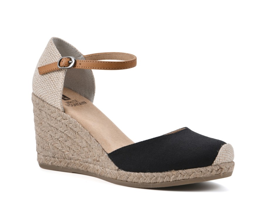 Hot White Mountain Mamba Wedge Sandal Black/Beige