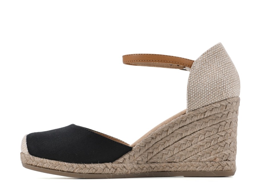 Hot White Mountain Mamba Wedge Sandal Black/Beige