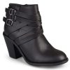 New Journee Collection Strap Wide Bootie Black