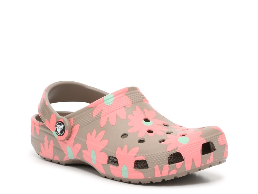 Wholesale Crocs Classic Retro Resort Clog Taupe/Coral/Teal Floral Print