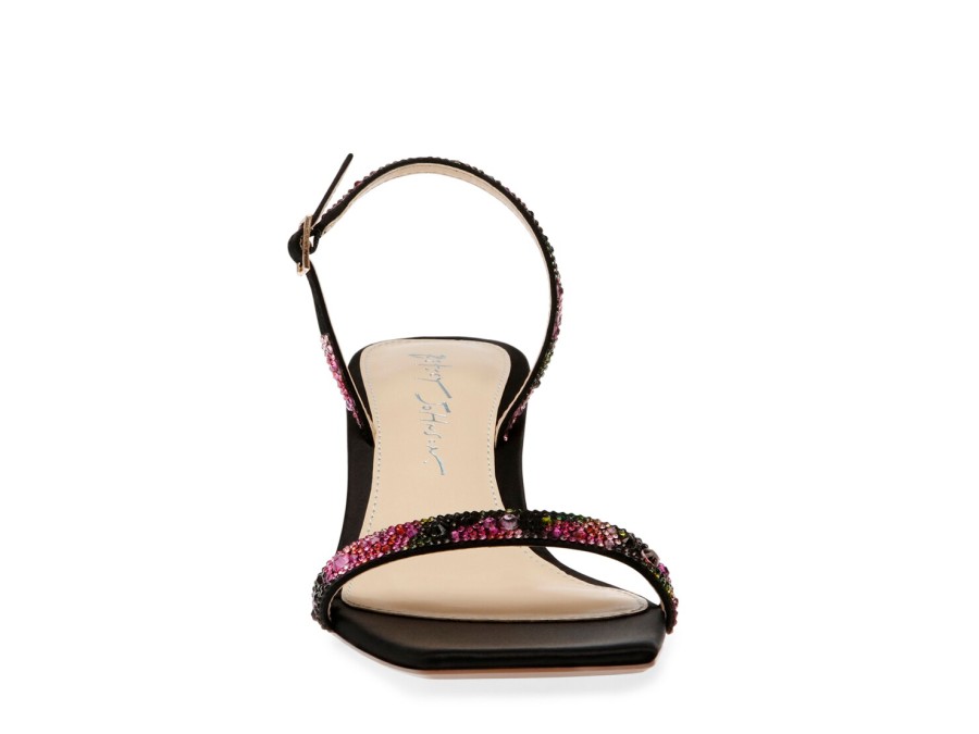 New Betsey Johnson Rebel Sandal Black/Pink Floral