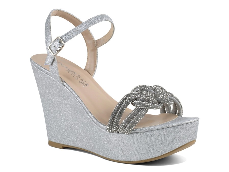 Clearance Touch Ups by Benjamin Walk Gemini Wedge Sandal Silver Metallic