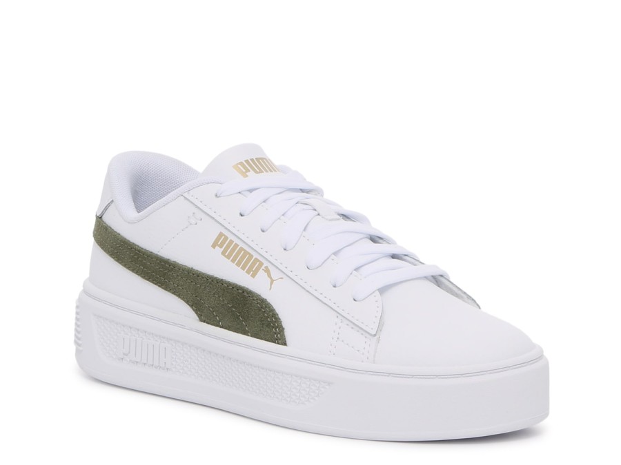 Online Puma Smash V3 Platform Sneaker - Women'S White/Olive Green