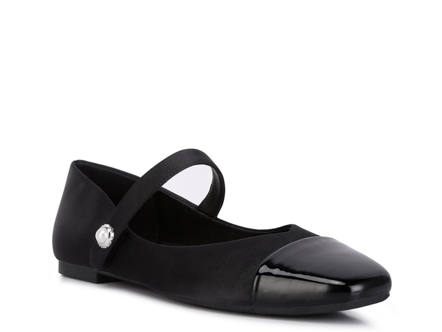 Hot London Rag Albi Mary Jane Flat Black Satin