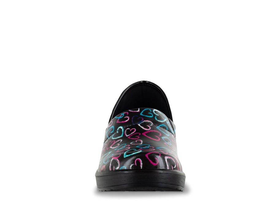 New Easy Works by Easy Street Laurie Work Slip-On Black/Multicolor Hearts