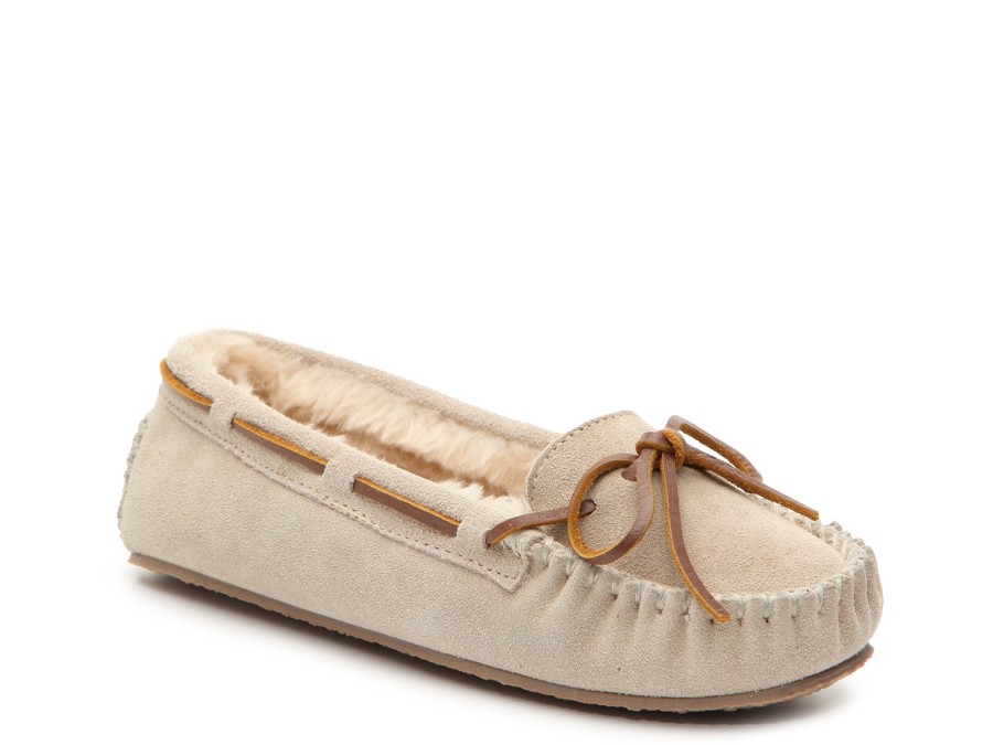 Clearance Minnetonka Cally Moccasin Slipper Taupe