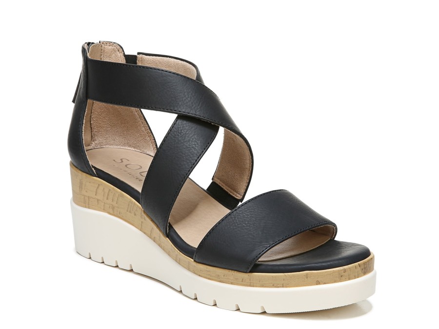 Best SOUL Naturalizer Goodtimes Wedge Sandal Black Synthetic