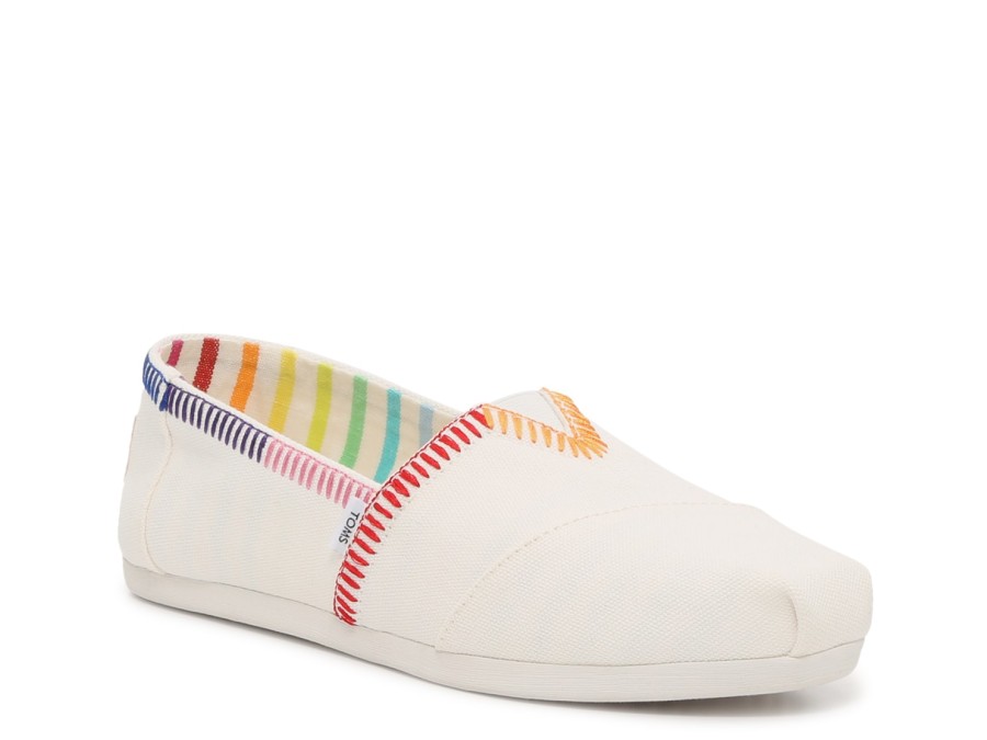 Hot TOMS Alpargata Pride Rainbow Slip-On - Women'S White/Multicolor Rainbow