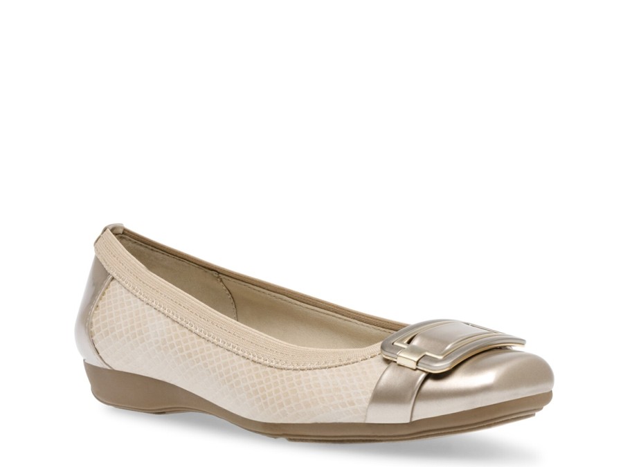 Best Anne Klein Unice Flat Beige/Gold Metallic Snake Print