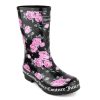 New Juicy Couture Totally Rain Boot Black/Pink Floral