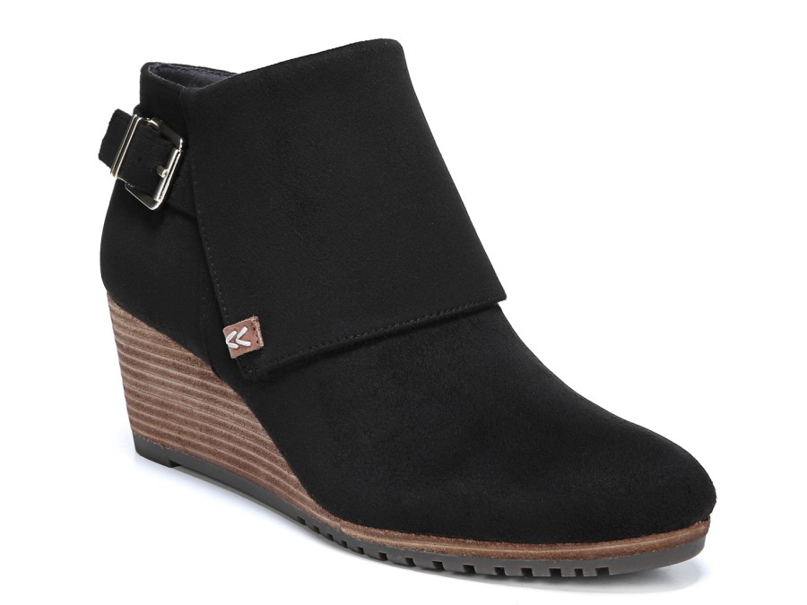 Hot Dr. Scholl's Create Wedge Bootie Black Faux Suede