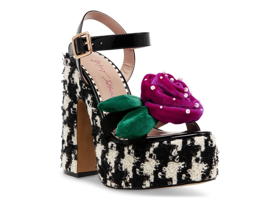 Hot Betsey Johnson Eugene Platform Sandal Black/White/Multicolor