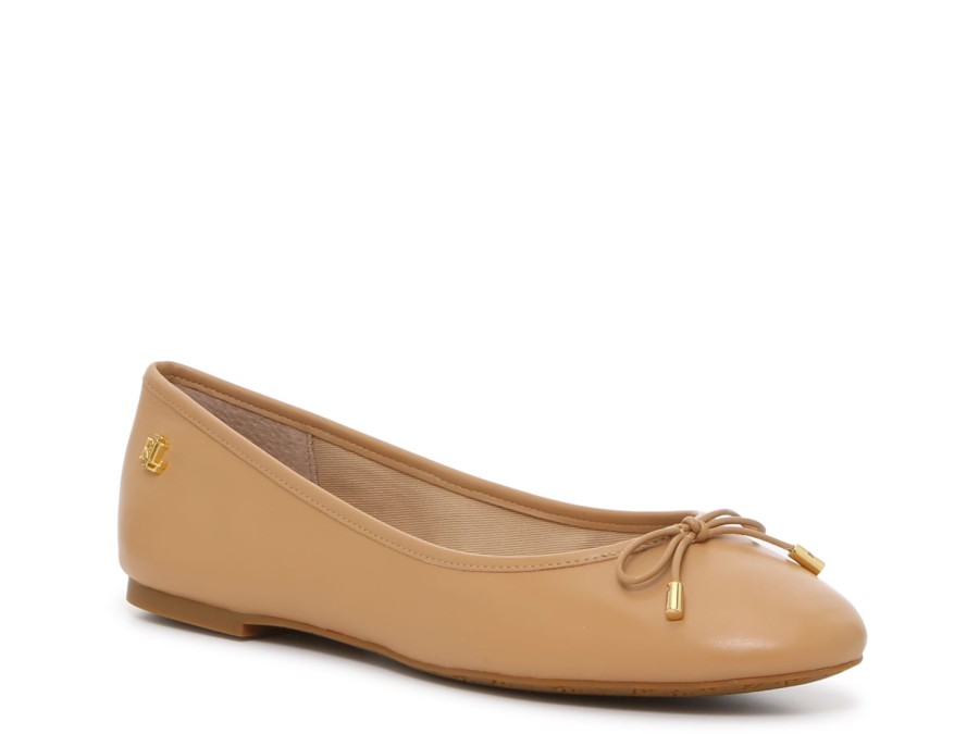 New Lauren Ralph Lauren Jayna Ballet Flat Tan