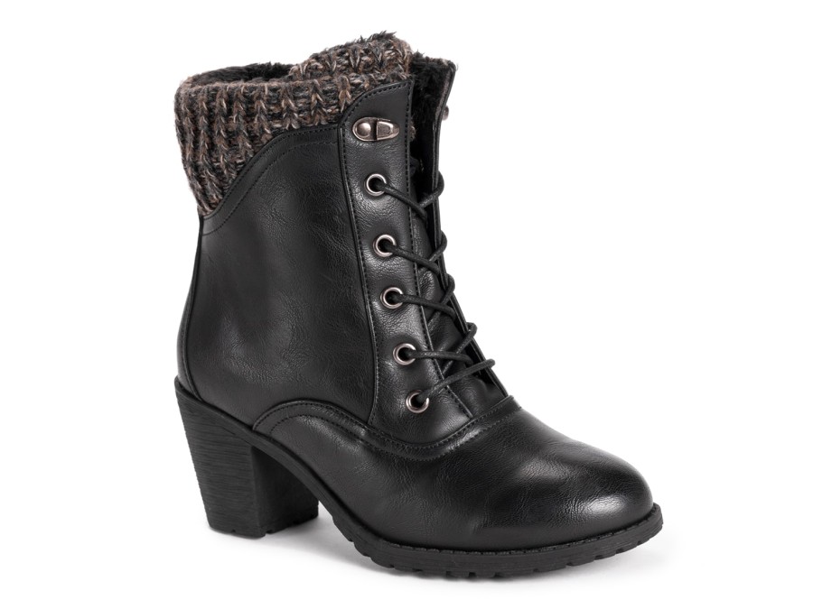 New Lukees by Muk Luks Lacy Lori Combat Boot Black