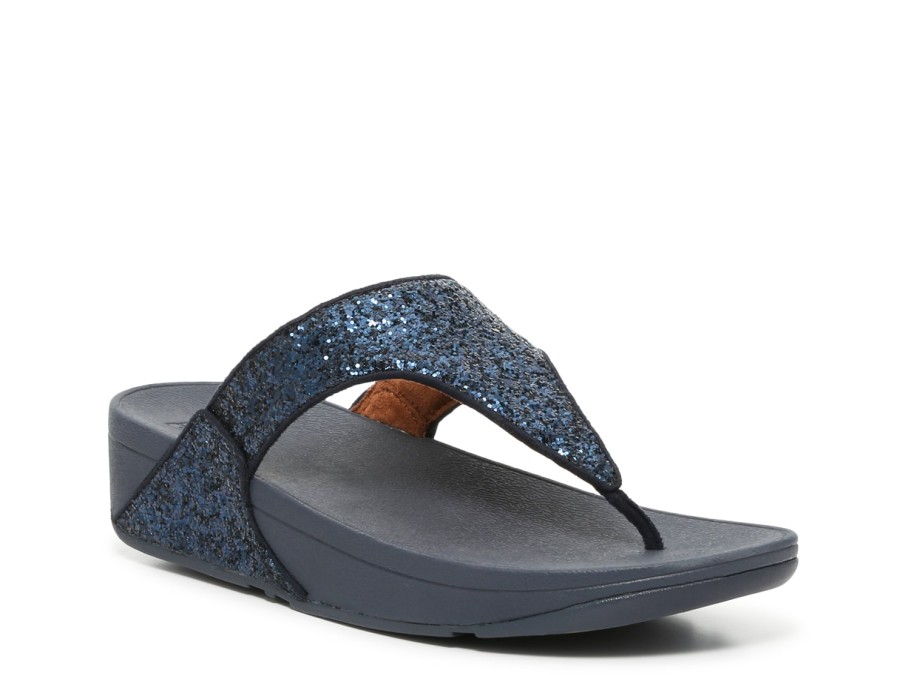 New FitFlop Shimma Wedge Glitter Sandal Navy