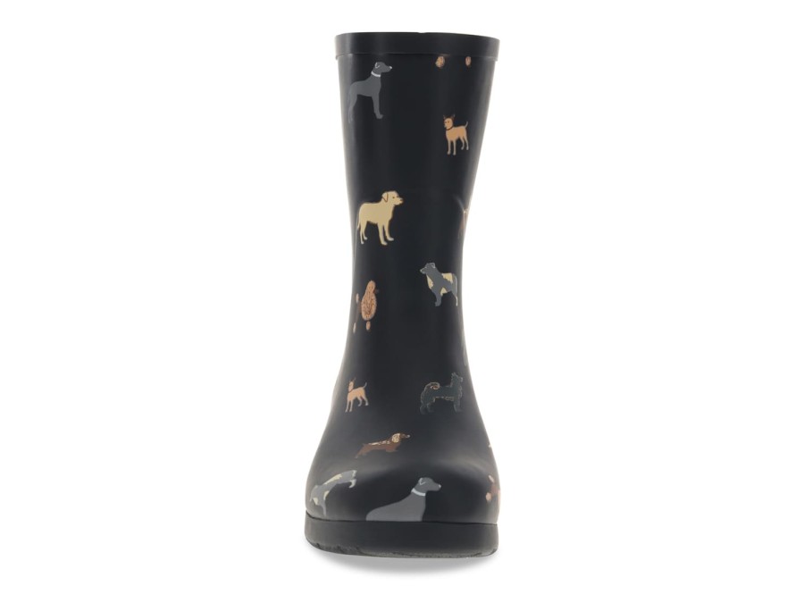 Clearance Chooka Classic Mid Rain Boot Black Dog Print