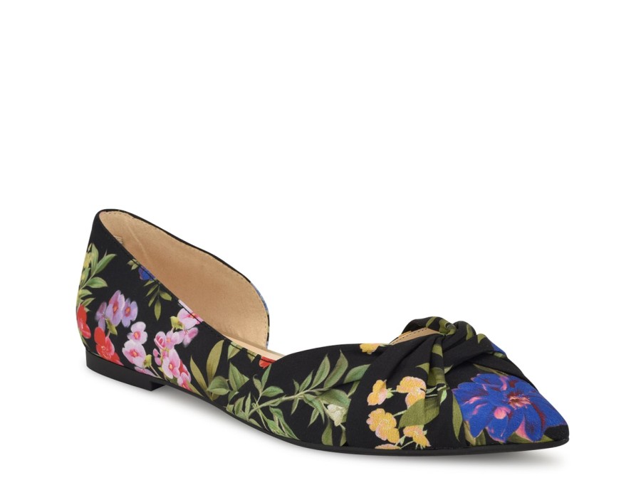 Clearance Nine West Bliza Flat Black Floral Print