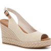 New TOMS Camilla Wedge Sandal Beige/Gold Metallic