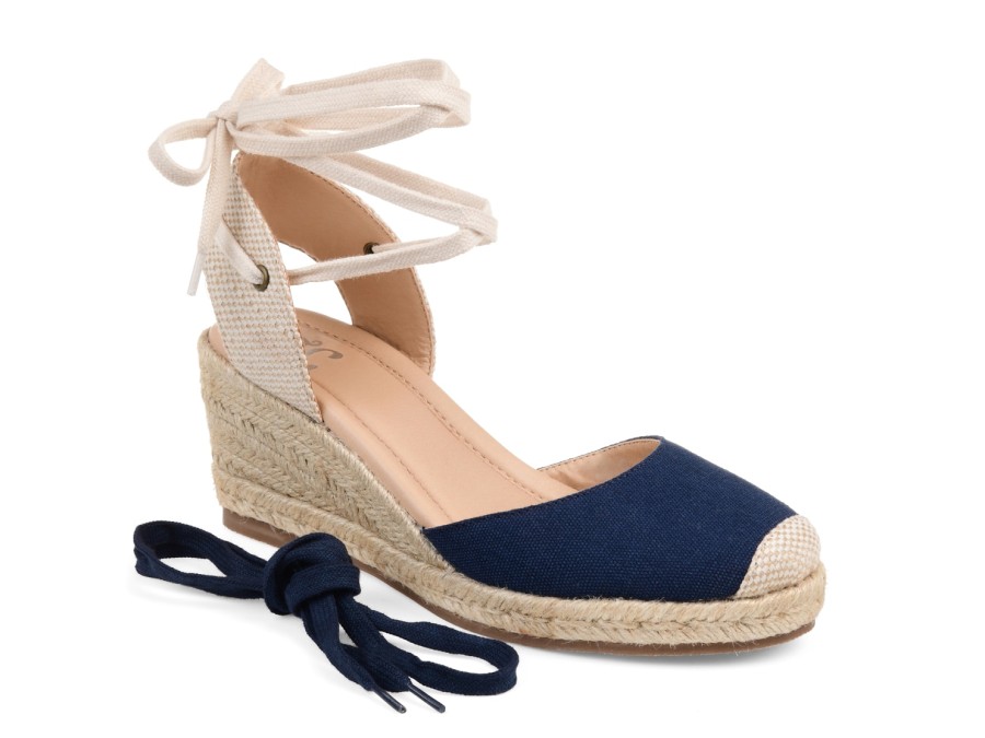 Hot Journee Collection Monte Espadrille Wedge Sandal Navy