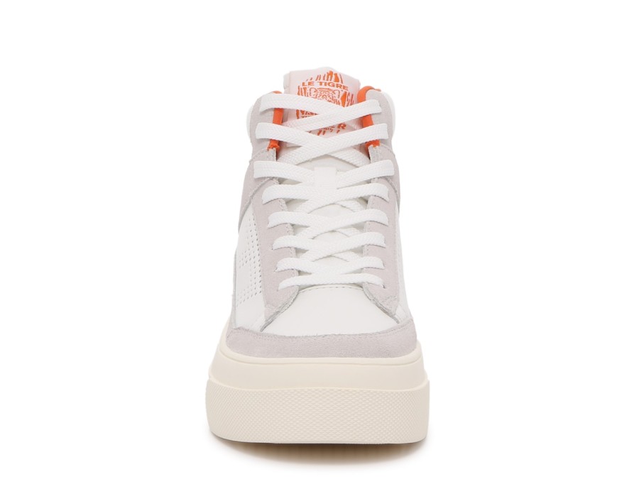 Hot Le TIGRE Midtown Platform High-Top Sneaker - Women'S Light Grey/Orange/Off White Platform