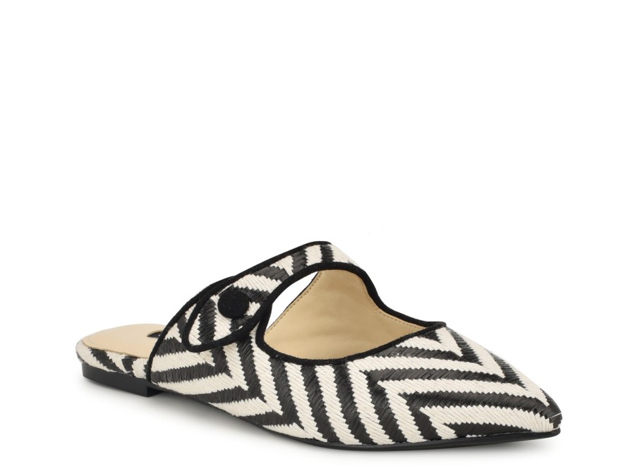 Best Nine West Barbra Mule Black/White Chevron Print