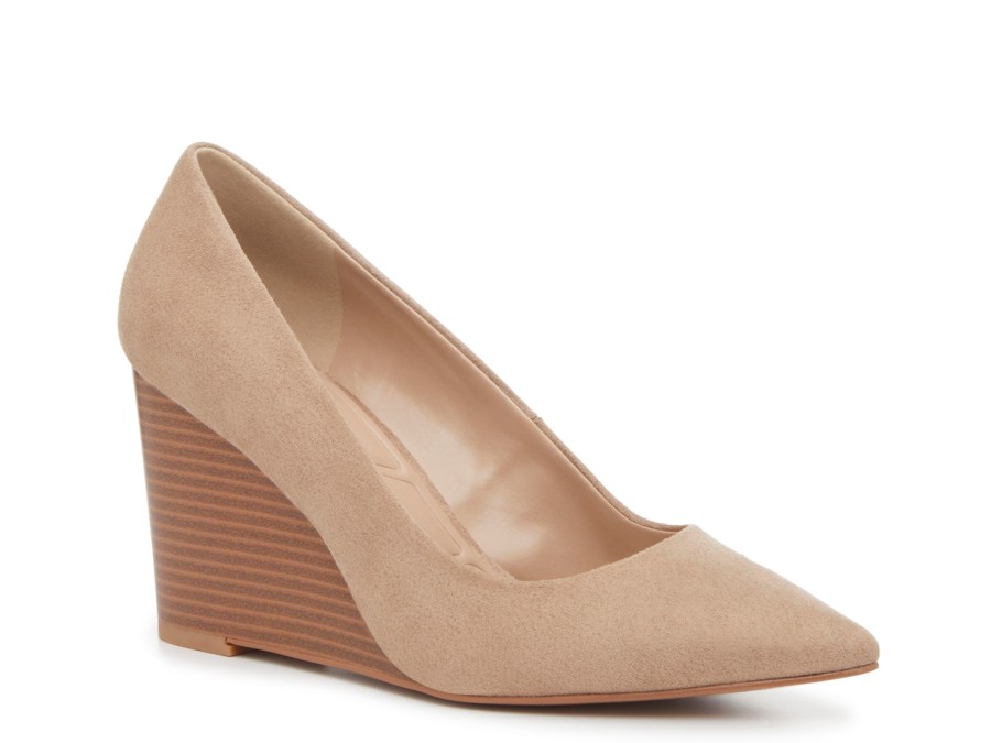 Clearance Mix No. 6 Harlain Wedge Pump Mink Taupe Fabric