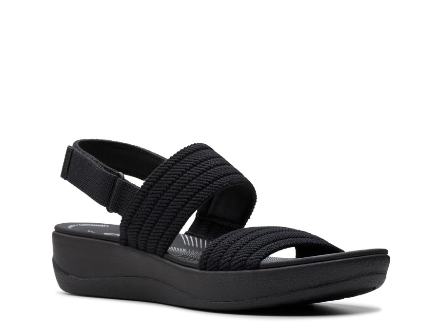 Clearance Clarks Cloudsteppers Arla Stroll Wedge Sandal Black