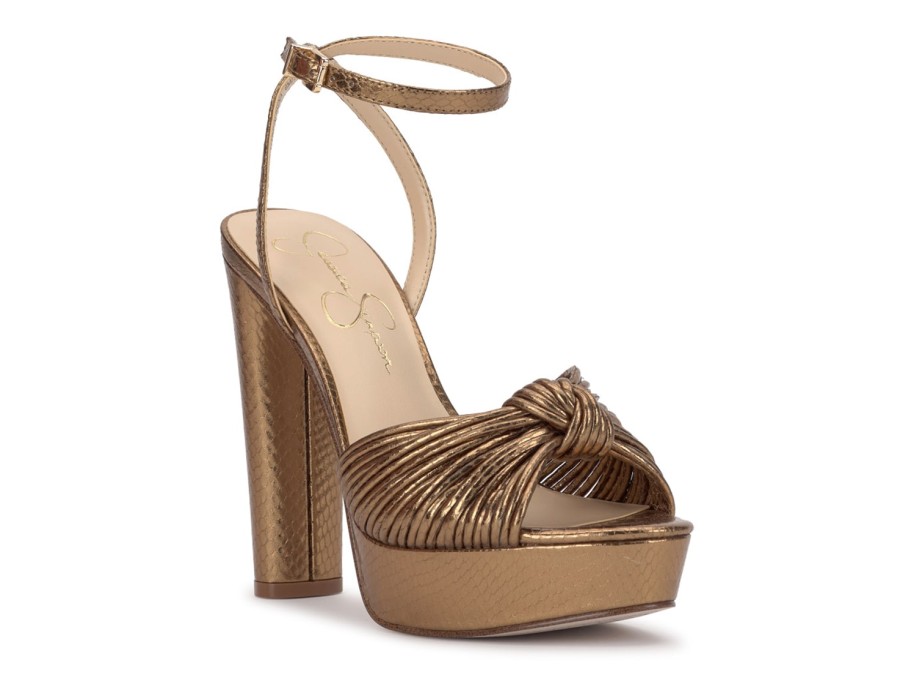 Clearance Jessica Simpson Immie Platform Sandal Gold Metallic Snake Print