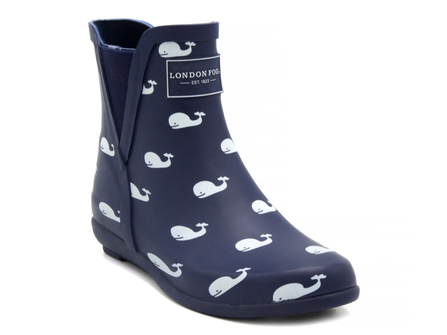 Best London Fog Piccadilly Rain Boot Navy/White Whales