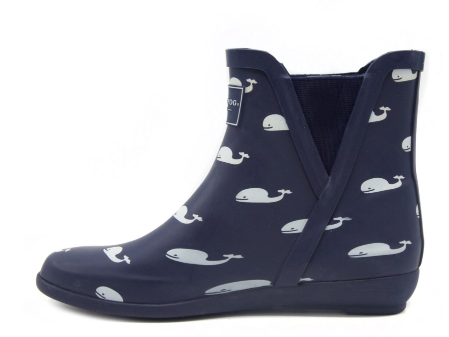 Best London Fog Piccadilly Rain Boot Navy/White Whales