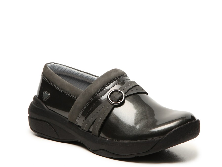 New Nurse Mates Ceri Work Clog Grey Patent Leather