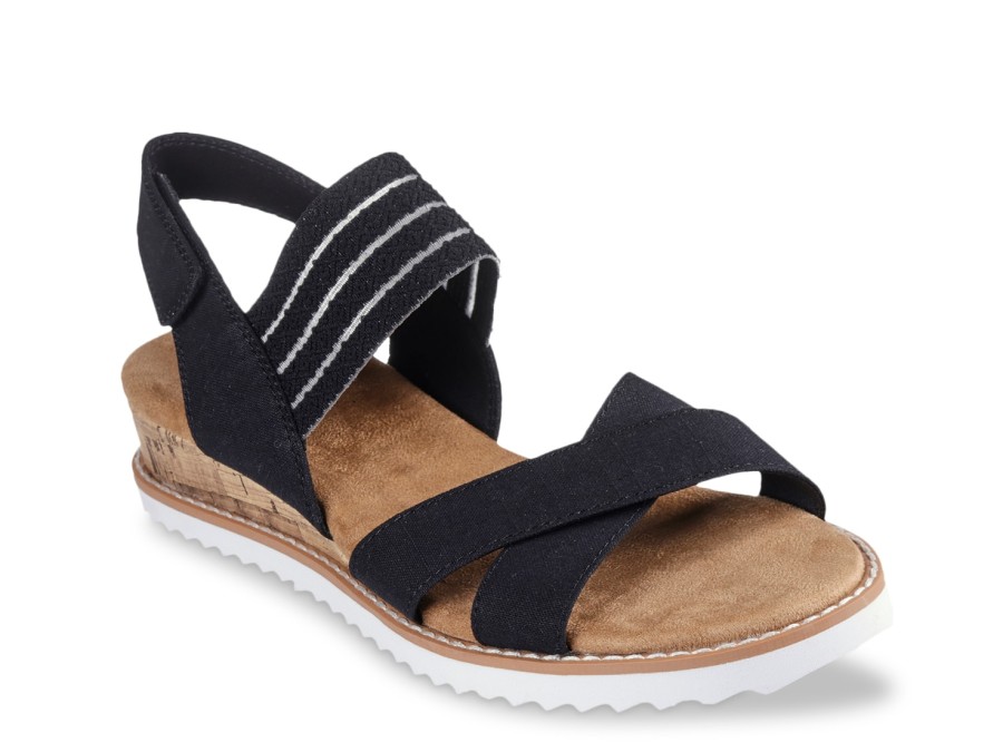 Online Skechers Bobs From Skechers Desert Kiss Shore Enough Wedge Sandal Black