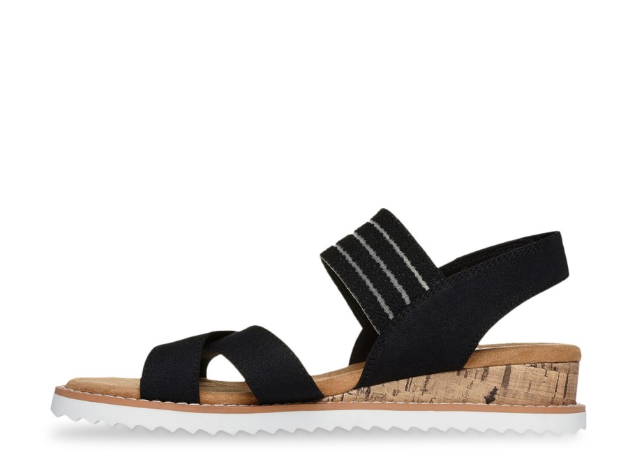 Online Skechers Bobs From Skechers Desert Kiss Shore Enough Wedge Sandal Black