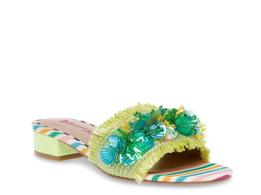 New Betsey Johnson Peyten Sandal Green Multicolor